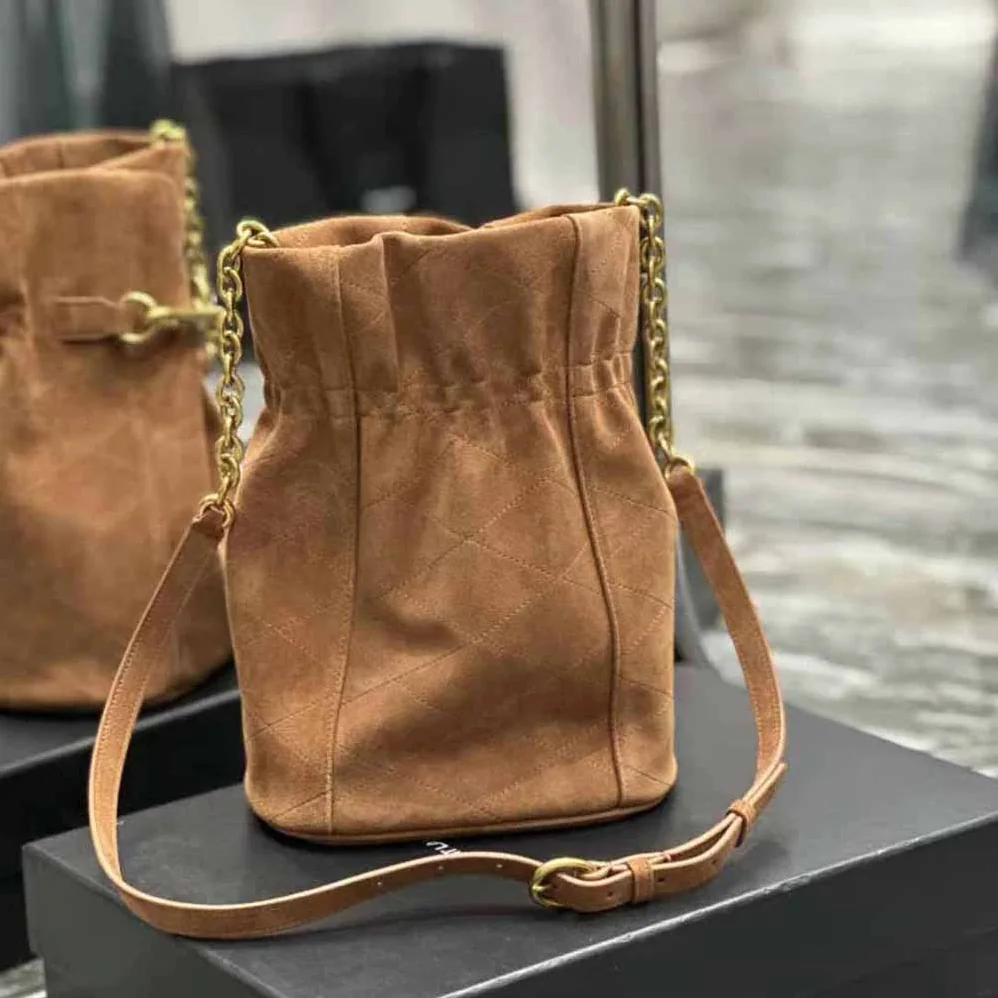 Saint Laurent YSL Le Maillon Bucket Bag in Suede for Women Saint Laurent YSL Le Maillon Bucket Bag in Suede for Women