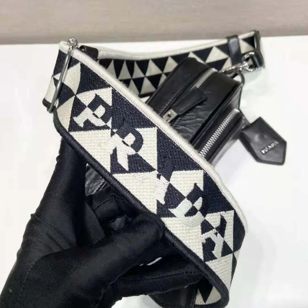Prada Nappa Antique Leather Multi-Pocket Shoulder Bag for Women in Black