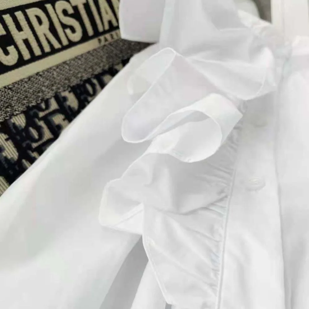Dior Blouse with Ruffles White Cotton Poplin for Women Dior Blouse with Ruffles White Cotton Poplin for Women