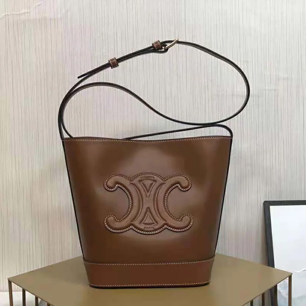 Celine Small Bucket Cuir Triomphe in Smooth Calfskin for Women in Brown