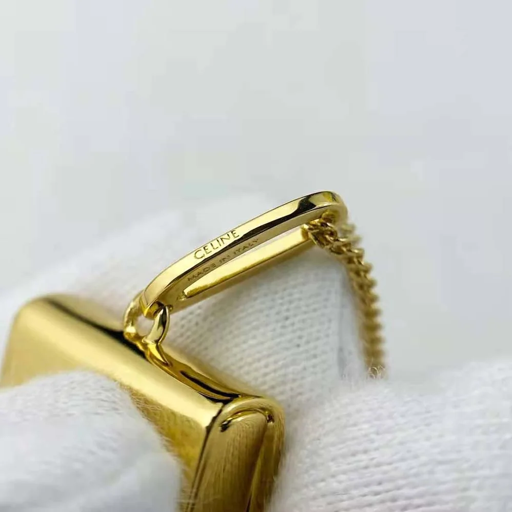 Celine Separables Triomphe Bag Pendant in Brass with Gold Finish for Women