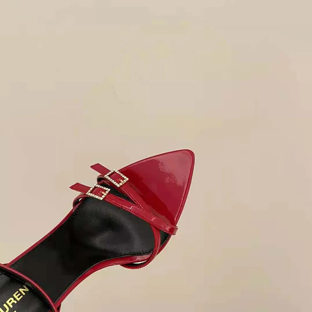Saint Laurent YSL Lila Sandals in Patent Leather for Women in Red