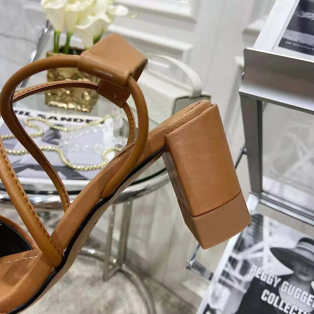 Fendi FF Interlace Brown Leather Sandals for Women