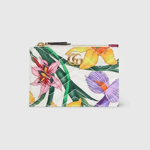 Gucci Marmont Zip Key Pouch in White/ Multicolor Gold Hardware Gucci Marmont Zip Key Pouch in White/ Multicolor Gold Hardware