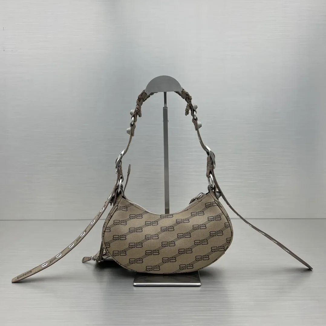 Balenciaga Le Cagole XS Shoulder Bag Bb Monogram Coated Canvas In Beige /