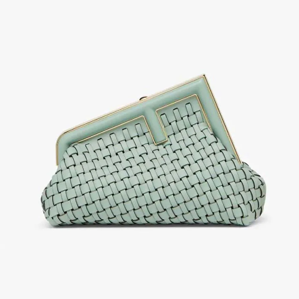 Fendi Fendi First Small Mint Green Leather Interlace Bag for Women