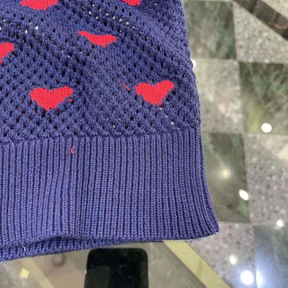 Dior Sweater Navy Blue and Red Hearts I Love Paris Cotton Knit for Women Dior Sweater Navy Blue and Red Hearts I Love Paris Cotton Knit for Women