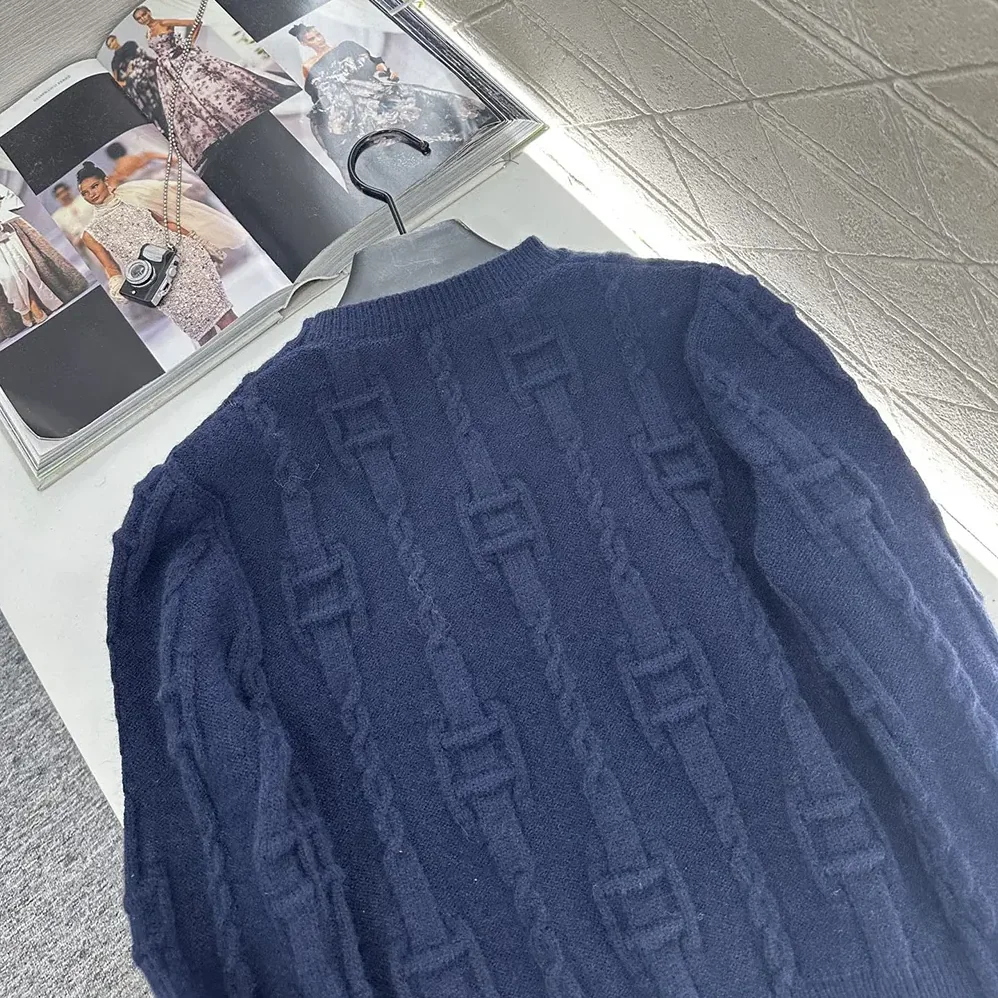 Celine Crewneck Sweater in Chains Cashmere for Men in Navy Celine Crewneck Sweater in Chains Cashmere for Men in Navy