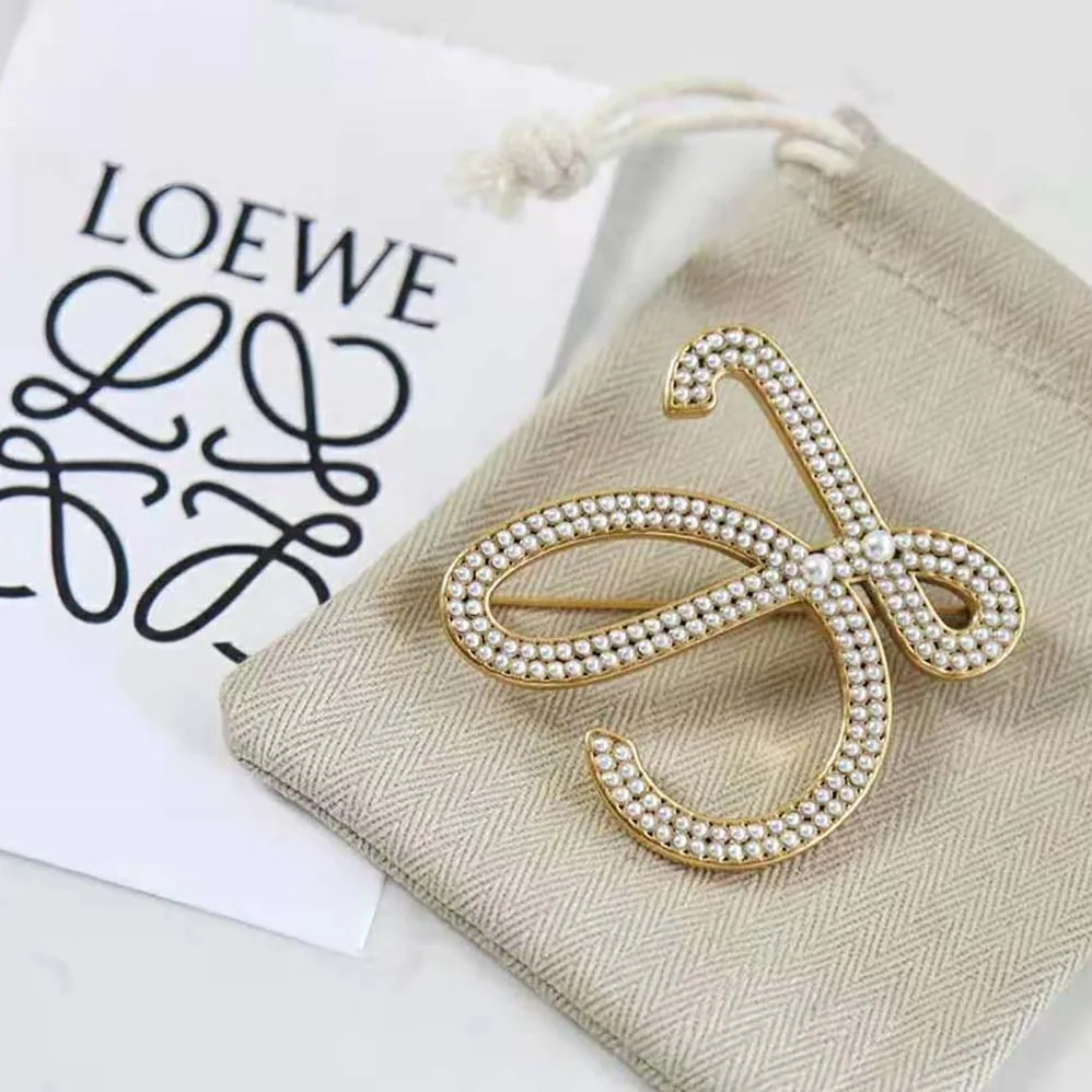 Loewe Brooch in Metal and Pearls for Women Loewe Brooch in Metal and Pearls for Women