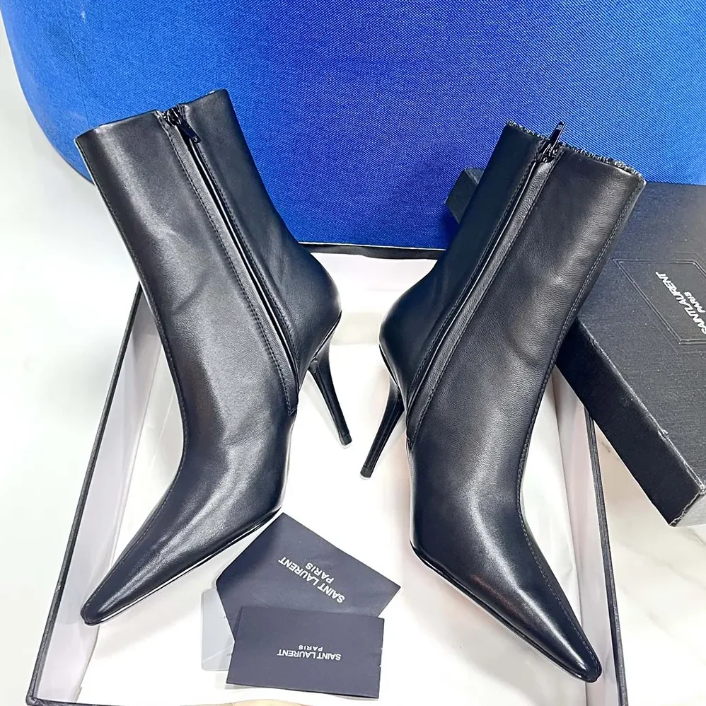 Saint Laurent YSL Ashley Booties In Smooth Leather Black for Women Saint Laurent YSL Ashley Booties In Smooth Leather Black for Women