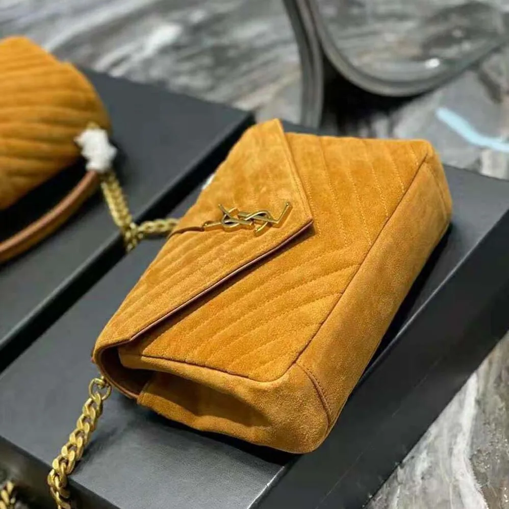 Saint Laurent YSL College Medium in Quilted Suede for Women