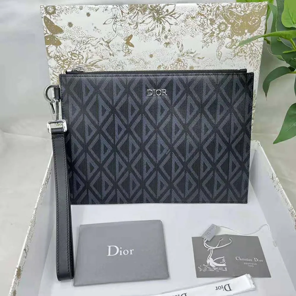 Dior A5 Pouch Black CD Diamond Canvas for Men Dior A5 Pouch Black CD Diamond Canvas for Men