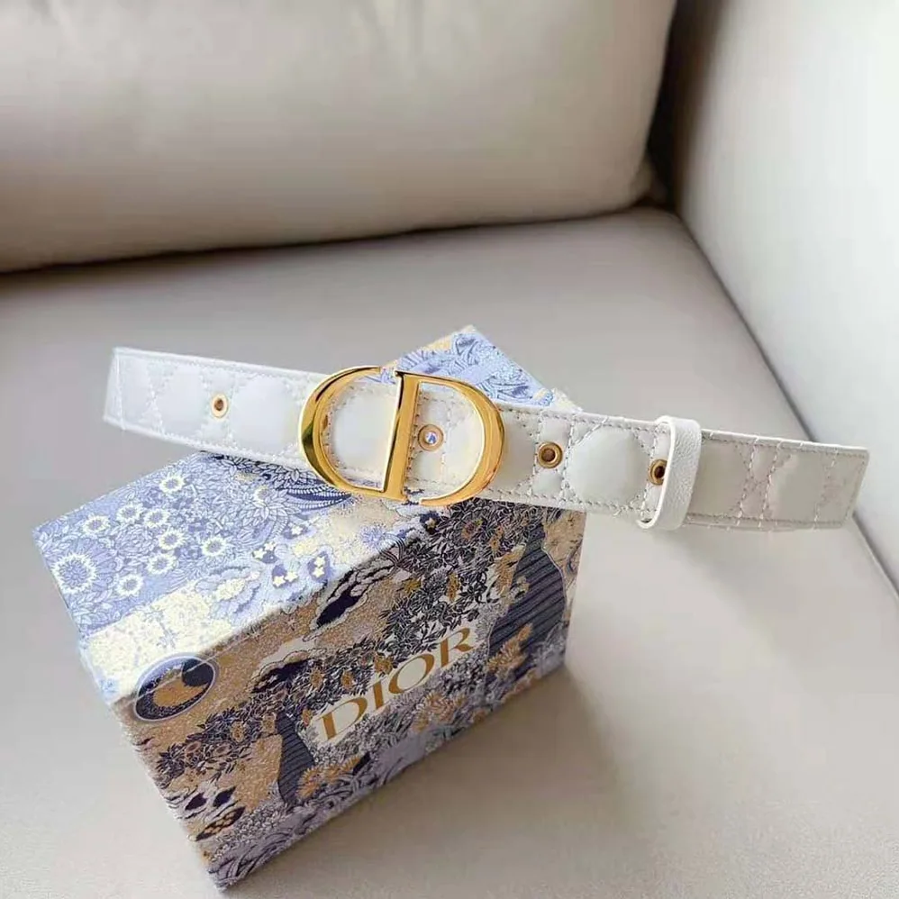 Dior 30 Montaigne Belt Latte Cannage Calfskin 30 MM for Women Dior 30 Montaigne Belt Latte Cannage Calfskin 30 MM for Women