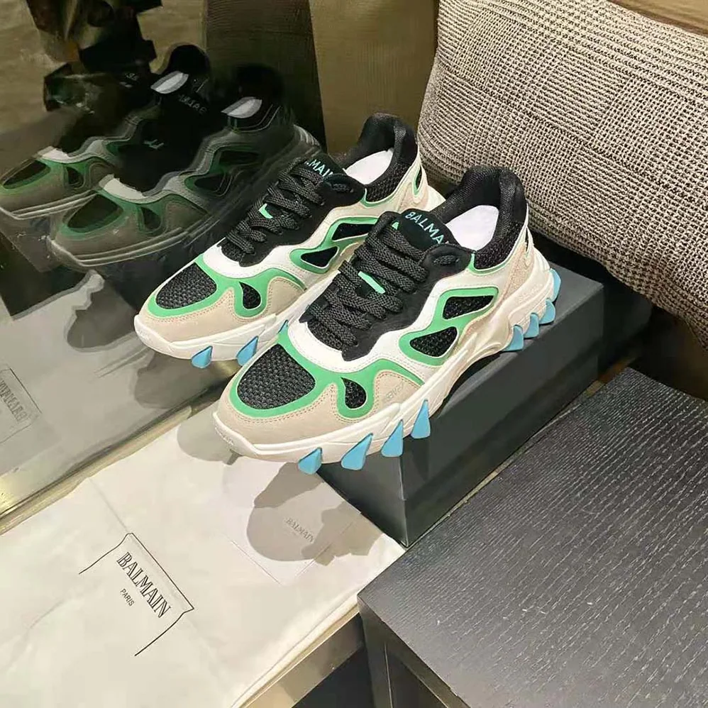 Balmain B-East Trainer in Leather Suede and Mesh for Unisex in Aqua