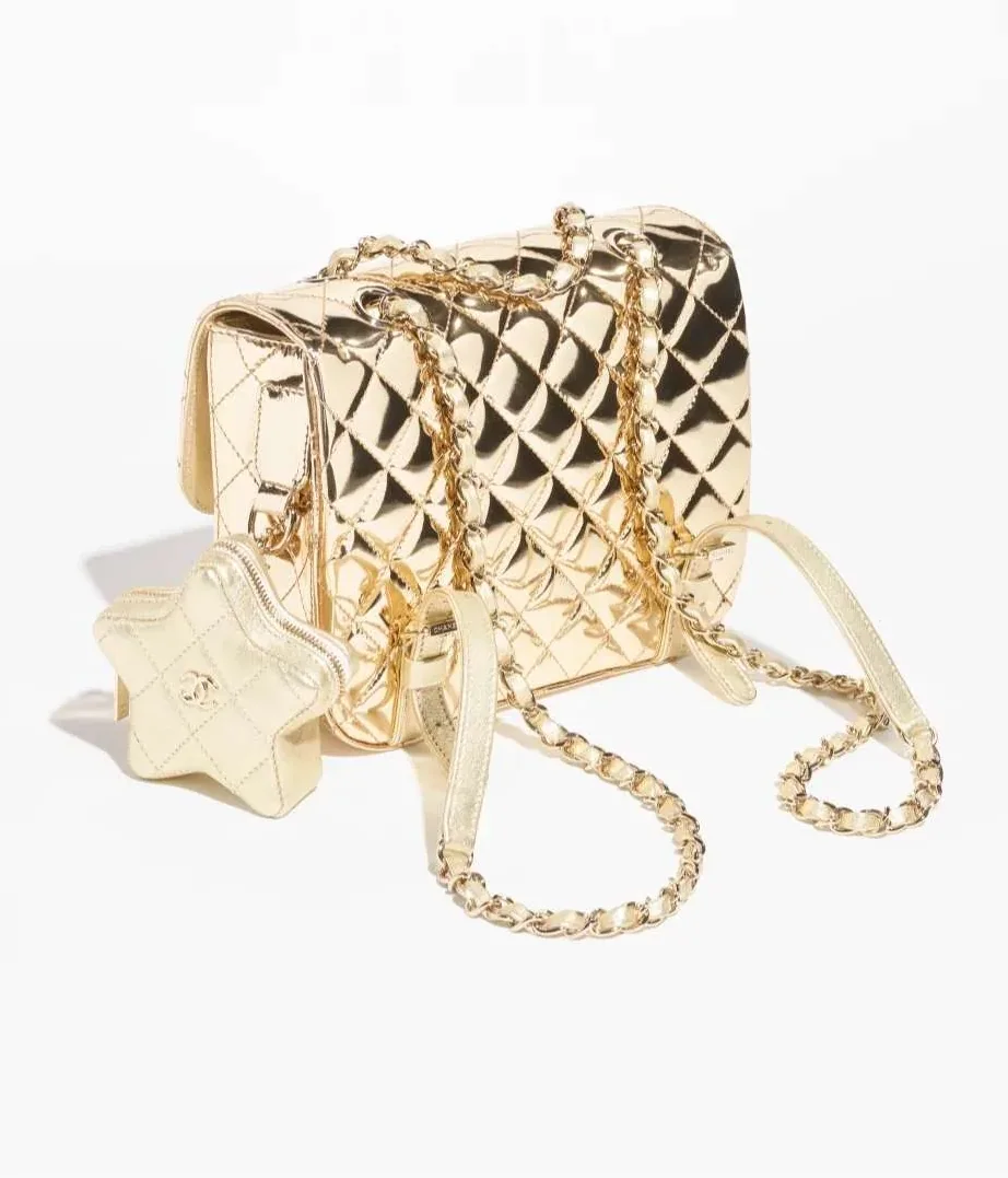 Chanel Backpack And Star Coin Purse in Gold