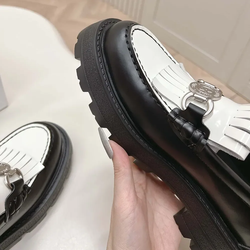 Dior Emblem Loafer Black and White Brushed Calfskin for Women Dior Emblem Loafer Black and White Brushed Calfskin for Women