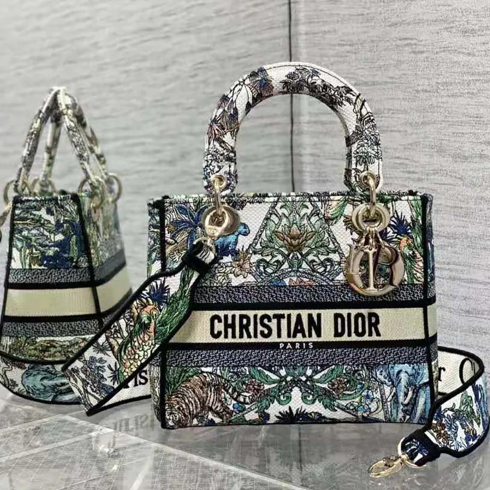 Dior Medium Lady D-lite Bag White Multicolor Étoile de Voyage Embroidery for Women Dior Medium Lady D-lite Bag White Multicolor Étoile de Voyage Embroidery for Women