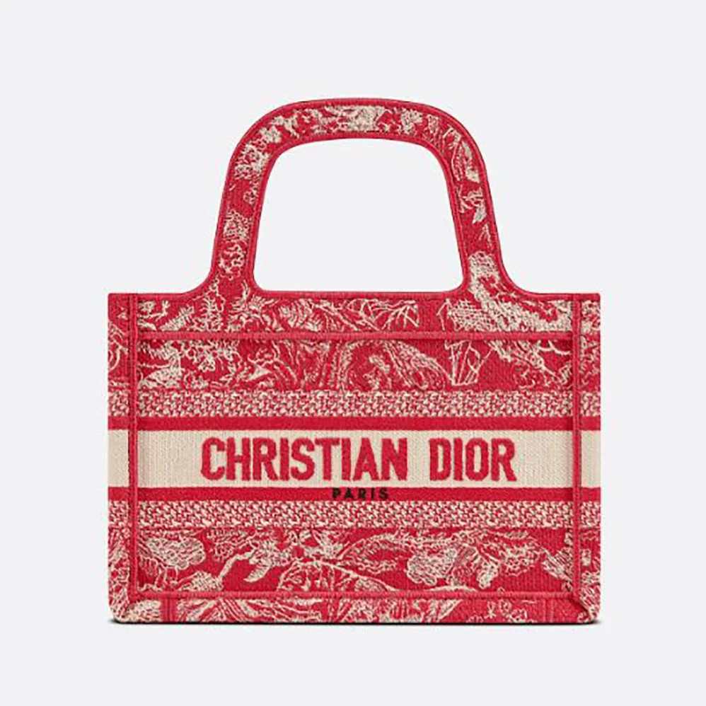 Dior Mini Dior Book Tote Fuchsia Toile de Jouy Reverse Embroidery for Women Dior Mini Dior Book Tote Fuchsia Toile de Jouy Reverse Embroidery for Women