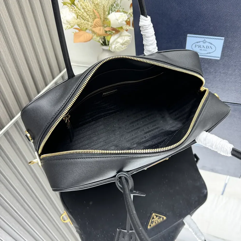 Prada Re-Nylon and Leather Medium Top for Women in handle Bag with Padlock
