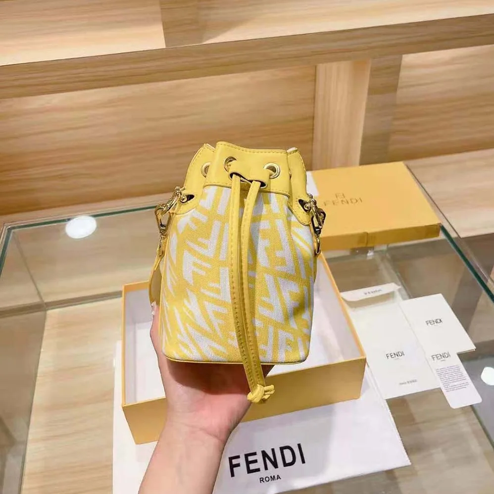 Fendi Mon Tresor Glazed Canvas Mini-Bag for Women in Yellow Fendi Mon Tresor Glazed Canvas Mini-Bag for Women in Yellow
