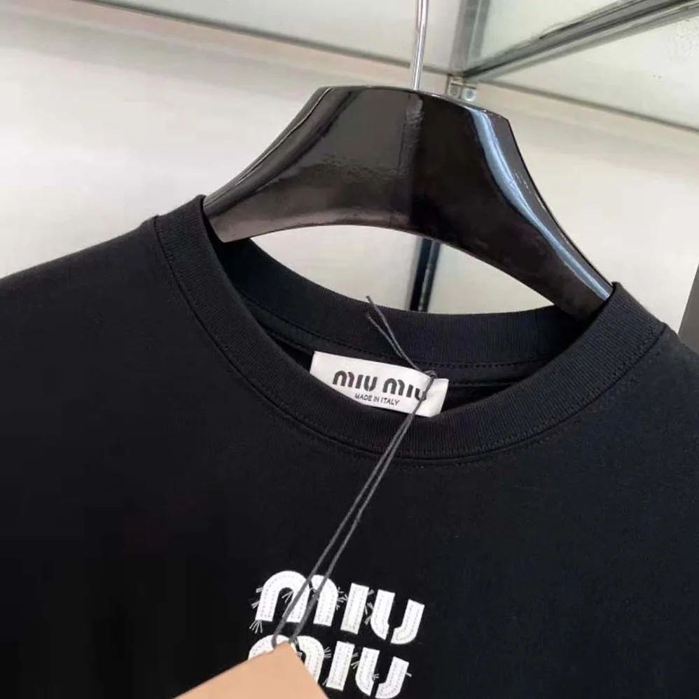 Miu Miu Cotton T for Women in shirt with Embroidered Logo Miu Miu Cotton T for Women in shirt with Embroidered Logo