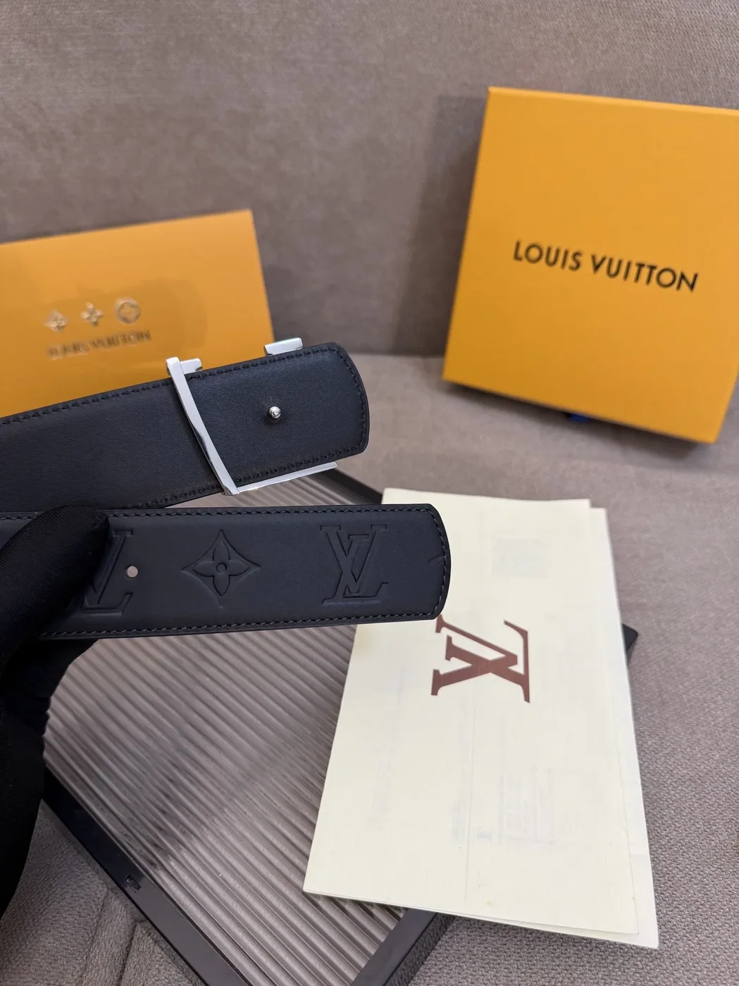 Louis Vuitton LV Initiales Monogram Embossed Leather Belt Black With Silver Buckle Louis Vuitton LV Initiales Monogram Embossed Leather Belt Black With Silver Buckle