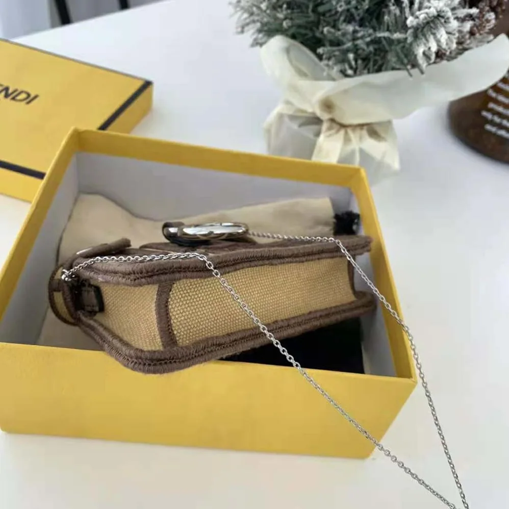 Fendi Nano Peekaboo Charm Gray FF Canvas Charm for Women in Brown Fendi Nano Peekaboo Charm Gray FF Canvas Charm for Women in Brown