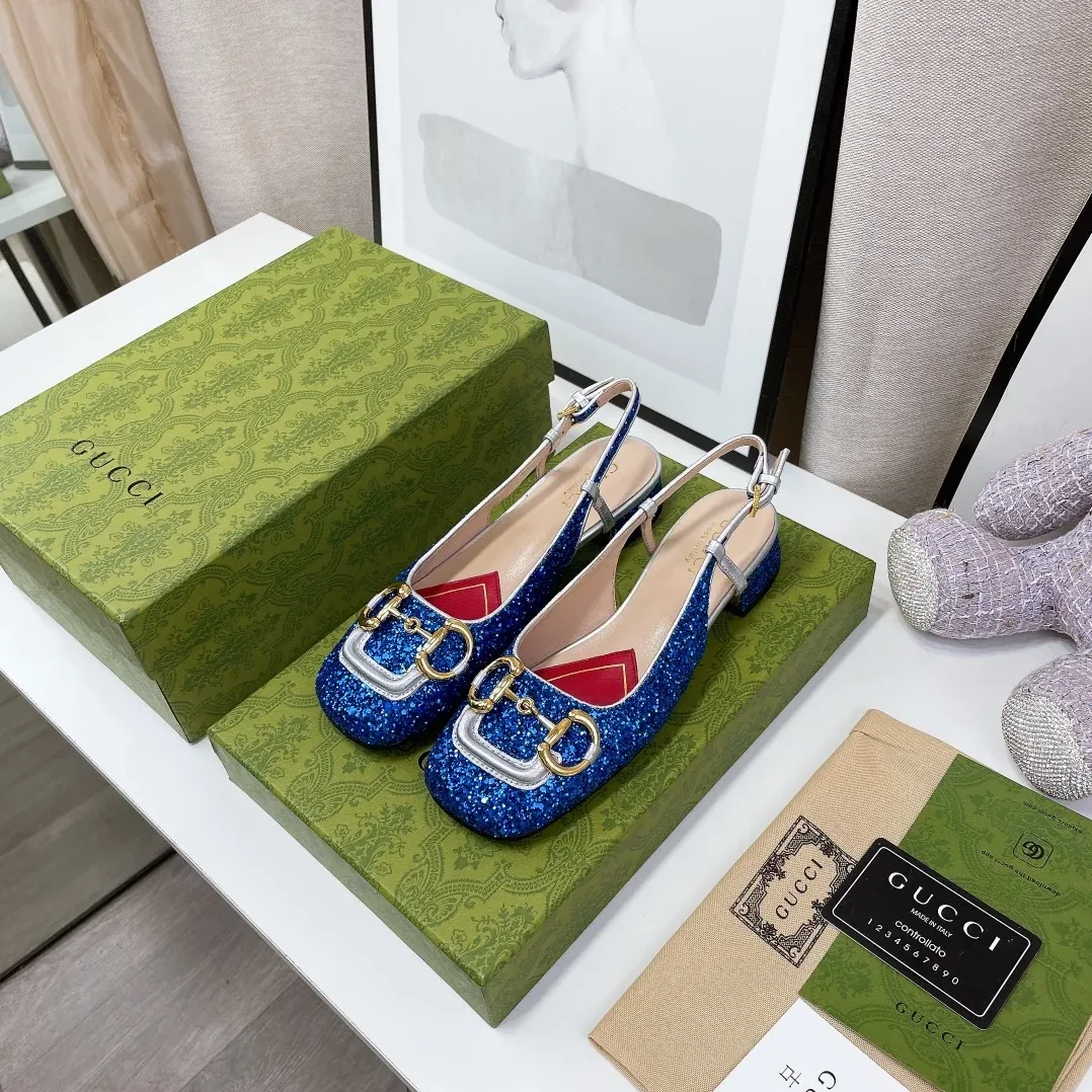 Gucci Lovelight Slingback With Horsebit Blue Gucci Lovelight Slingback With Horsebit Blue