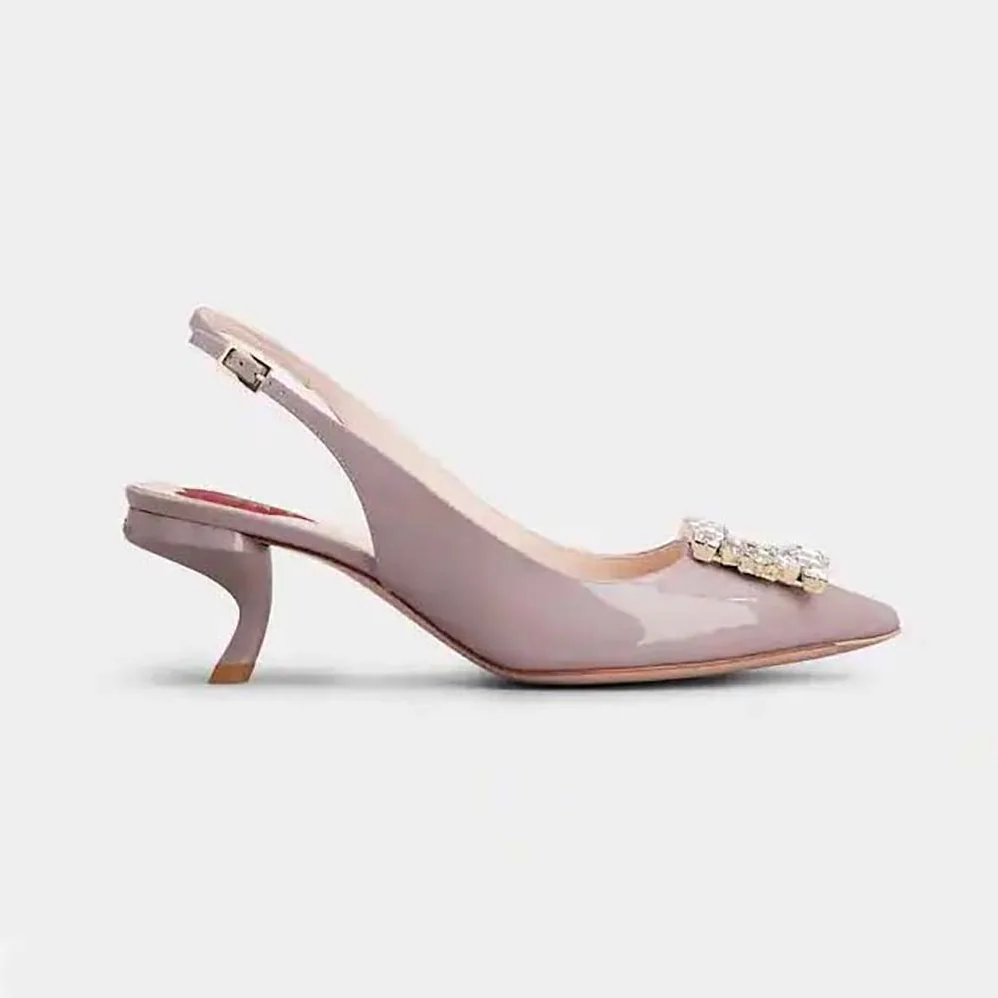 Roger Vivier Virgule Strass Buckle Slingback Pumps in Patent Leather for Women
