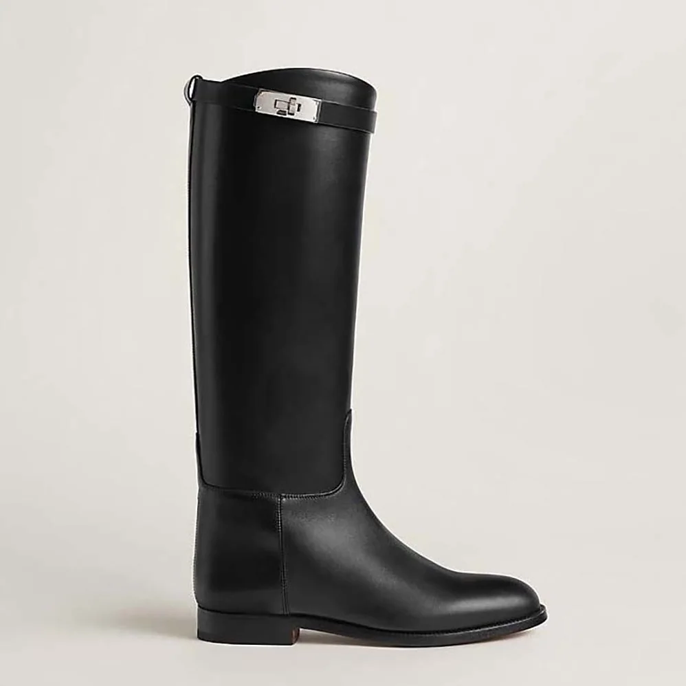 Hermes Jumping Boot in Box Calfskin for Women in Black Hermes Jumping Boot in Box Calfskin for Women in Black