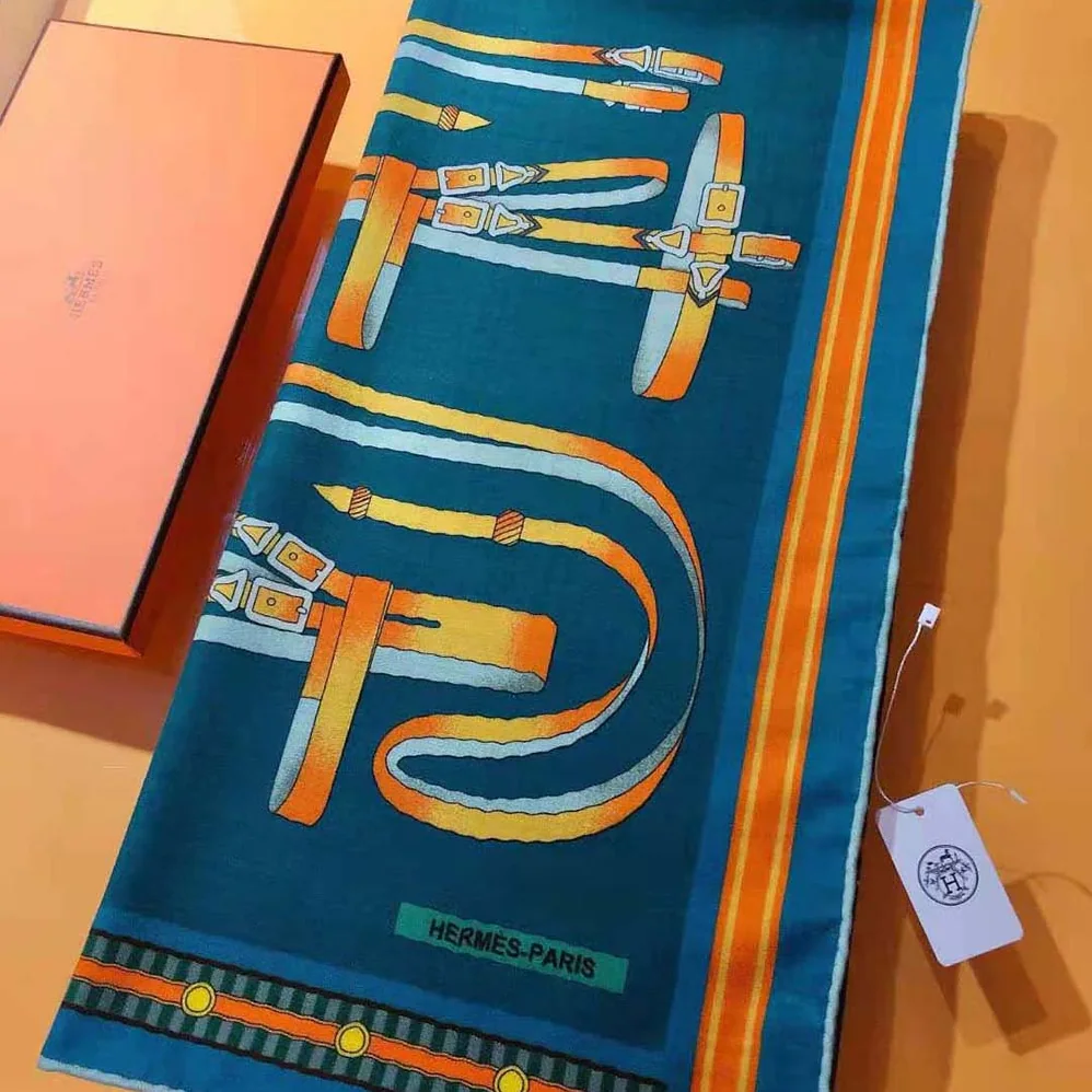 Hermes Lettres Equestre Scarf 90 for Women in Navy