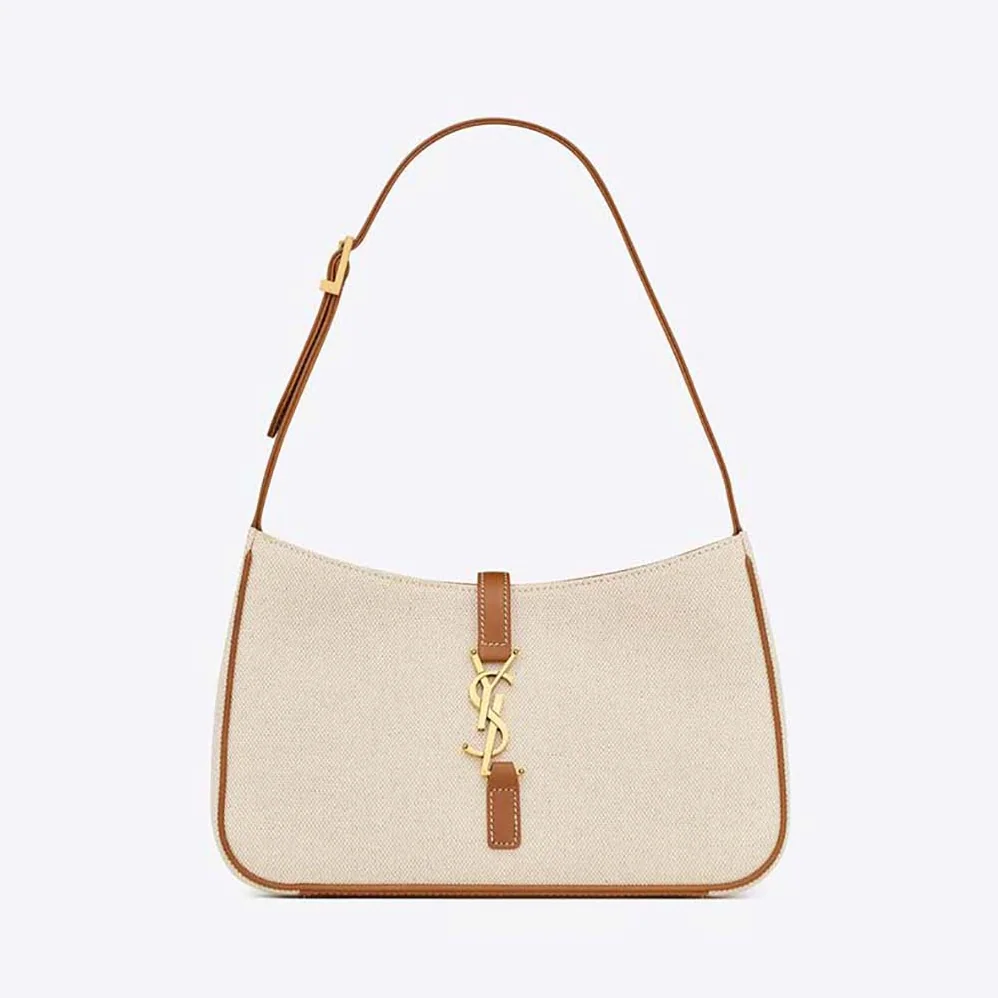 Saint Laurent YSL Le 5 à 7 in Canvas and Leather for Women in Beige