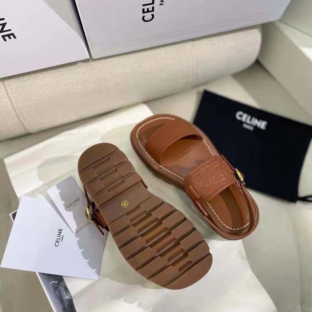Celine Clea Triomphe Sandal in Vegetal Calfskin for Women