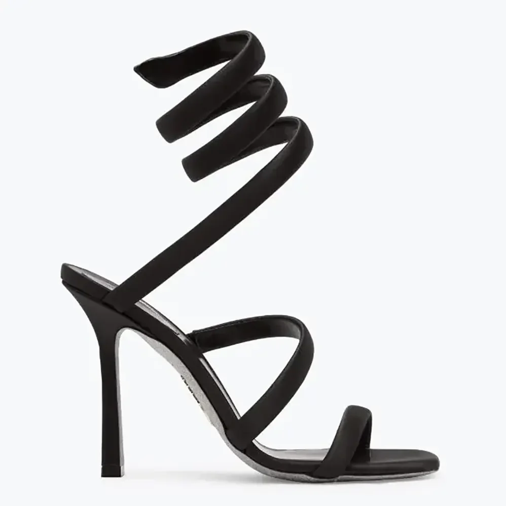 Rene Caovilla Cleopatra Black Satin Sandal 105 for Women Rene Caovilla Cleopatra Black Satin Sandal 105 for Women