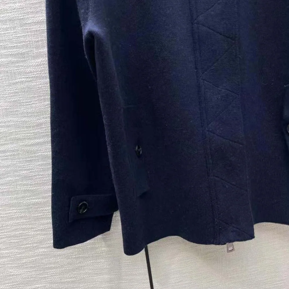 Dior Zipped-Hood Peacoat Navy Blue Double-Sided Wool and Silk with Dior Oblique Interior for Women Dior Zipped-Hood Peacoat Navy Blue Double-Sided Wool and Silk with Dior Oblique Interior for Women
