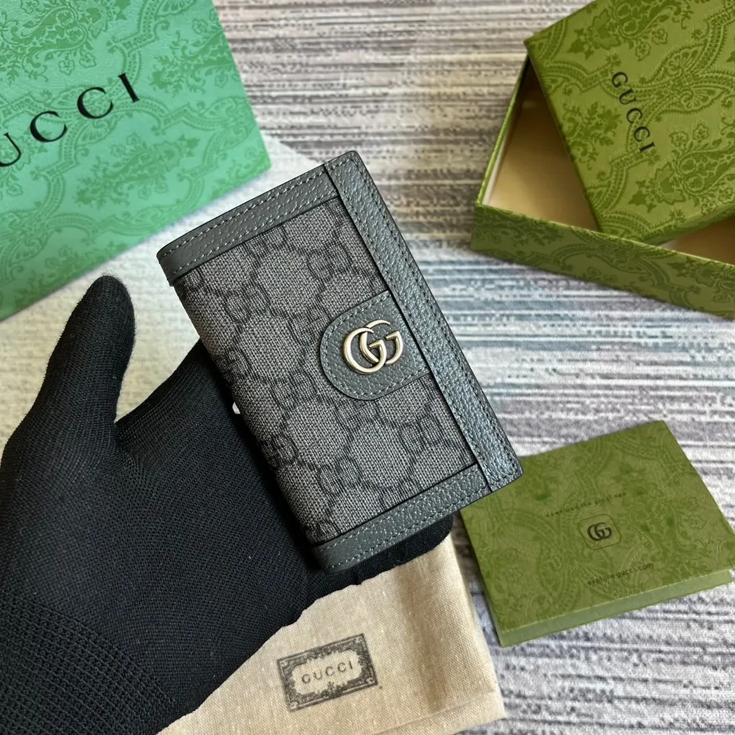 Gucci Ophidia Card Case Supreme Canvas Grey / Gucci Ophidia Card Case Supreme Canvas Grey /