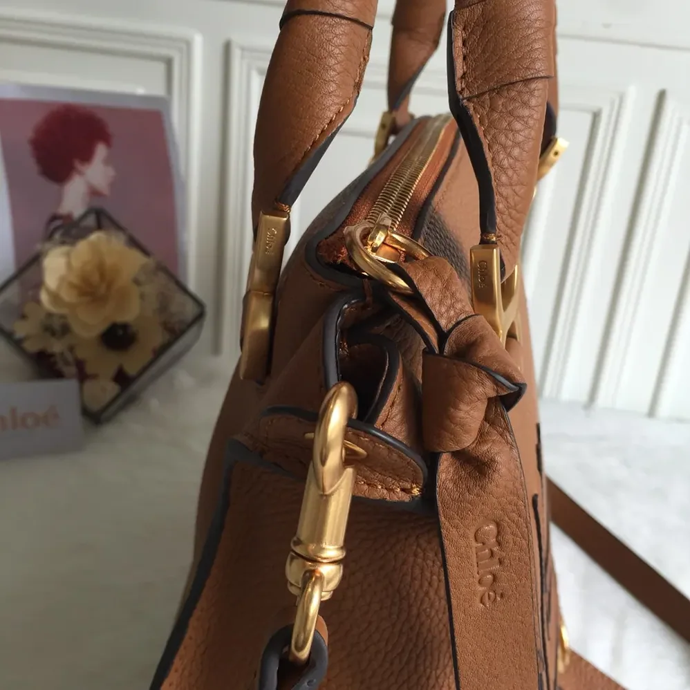 Chloe Marcie Bag in Grained Leather for Women in Tan