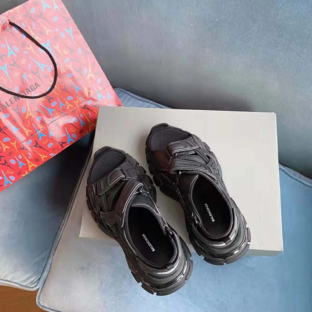 Balenciaga Track Sandal in Black Neoprene and Rubber for Women