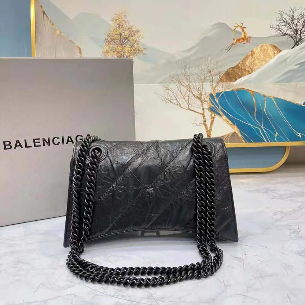Balenciaga Crush Small Chain Bag Quilted in Black for Women