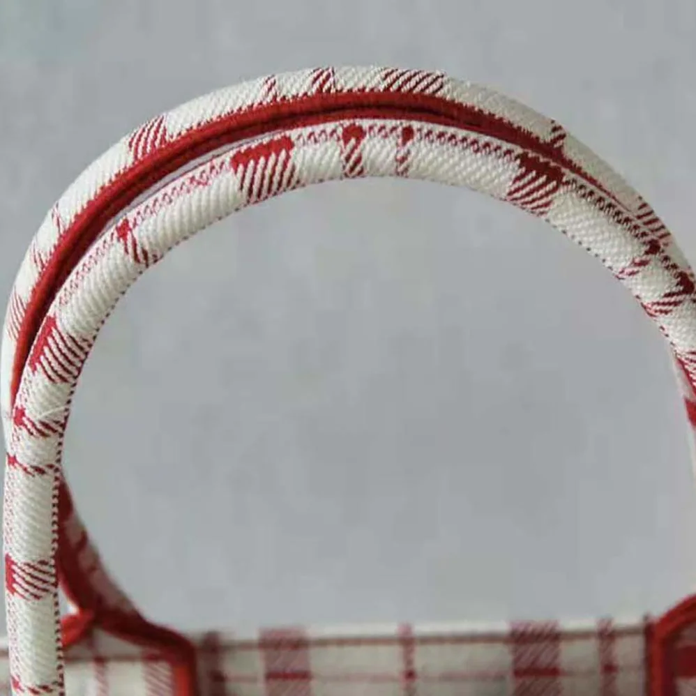 Dior Small Dior Book Tote Raspberry Check'n'Dior Embroidery for Women
