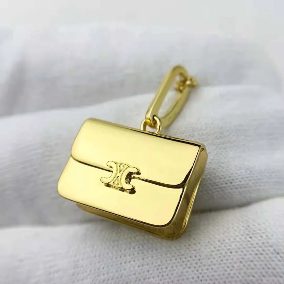 Celine Separables Triomphe Bag Pendant in Brass with Gold Finish for Women