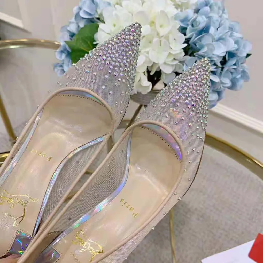Christian Louboutin Evening Flats Shoes Follies Strass for Women in Gold