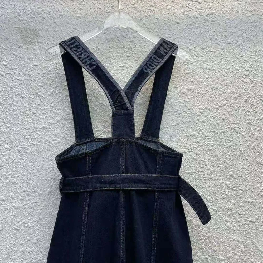 Dior Couture Denim Mid-Length Skirt with Straps Deep Blue Cotton Denim for Women Dior Couture Denim Mid-Length Skirt with Straps Deep Blue Cotton Denim for Women