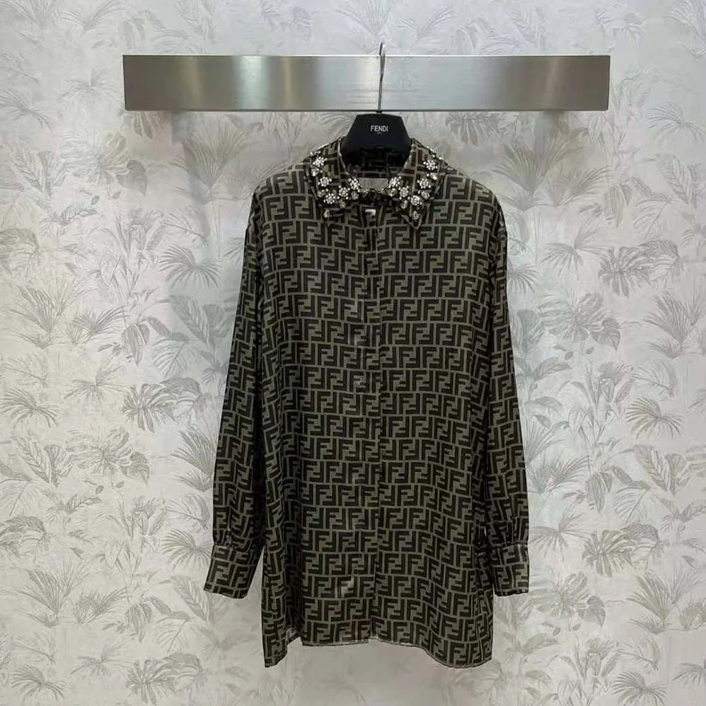Fendi Dress Brown FF Twill Shirt for Women Fendi Dress Brown FF Twill Shirt for Women