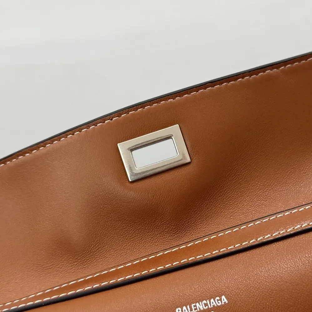 Balenciaga Rodeo Handbag Small in Tan Cowboy Vegetable Tanned Lambskin Aged for Women in silver Hardware