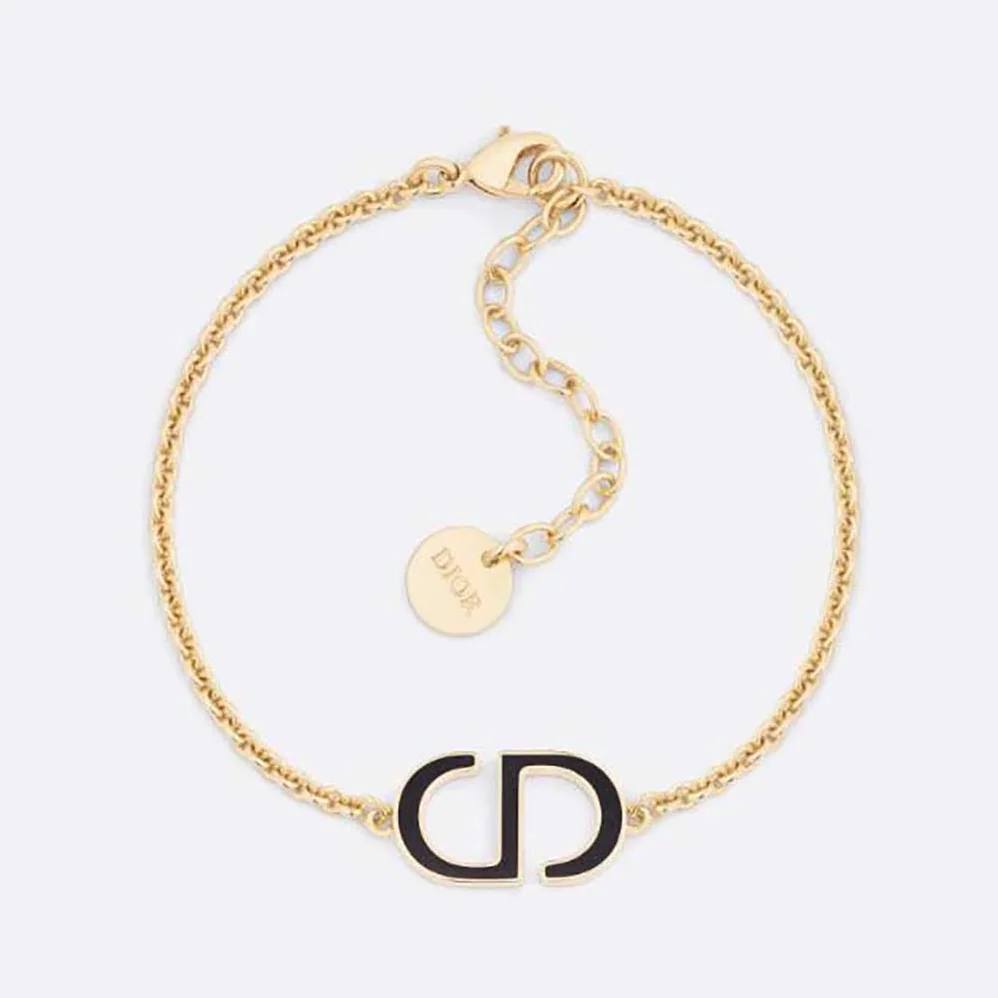 Dior Petit CD Bracelet Gold-Finish Metal and Black Lacquer for Women Dior Petit CD Bracelet Gold-Finish Metal and Black Lacquer for Women