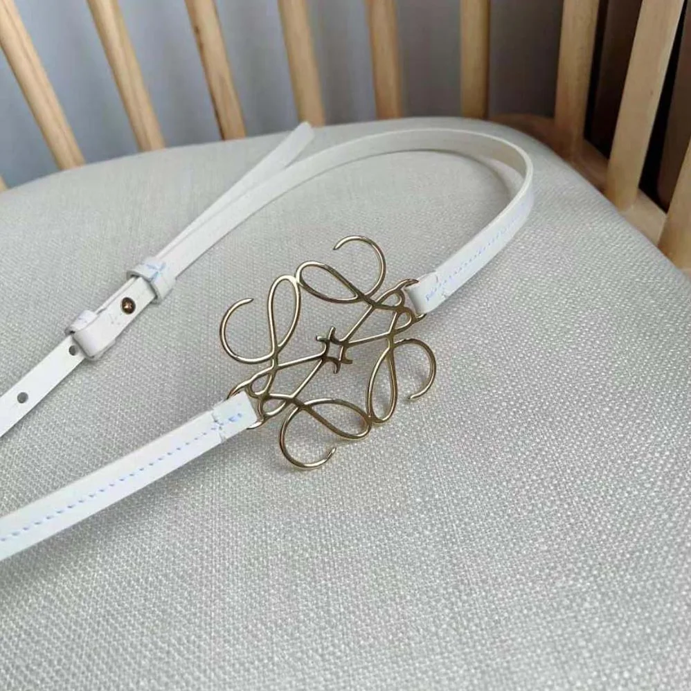 Loewe Anagram Belt in Classic Calfskin for Women in White Loewe Anagram Belt in Classic Calfskin for Women in White