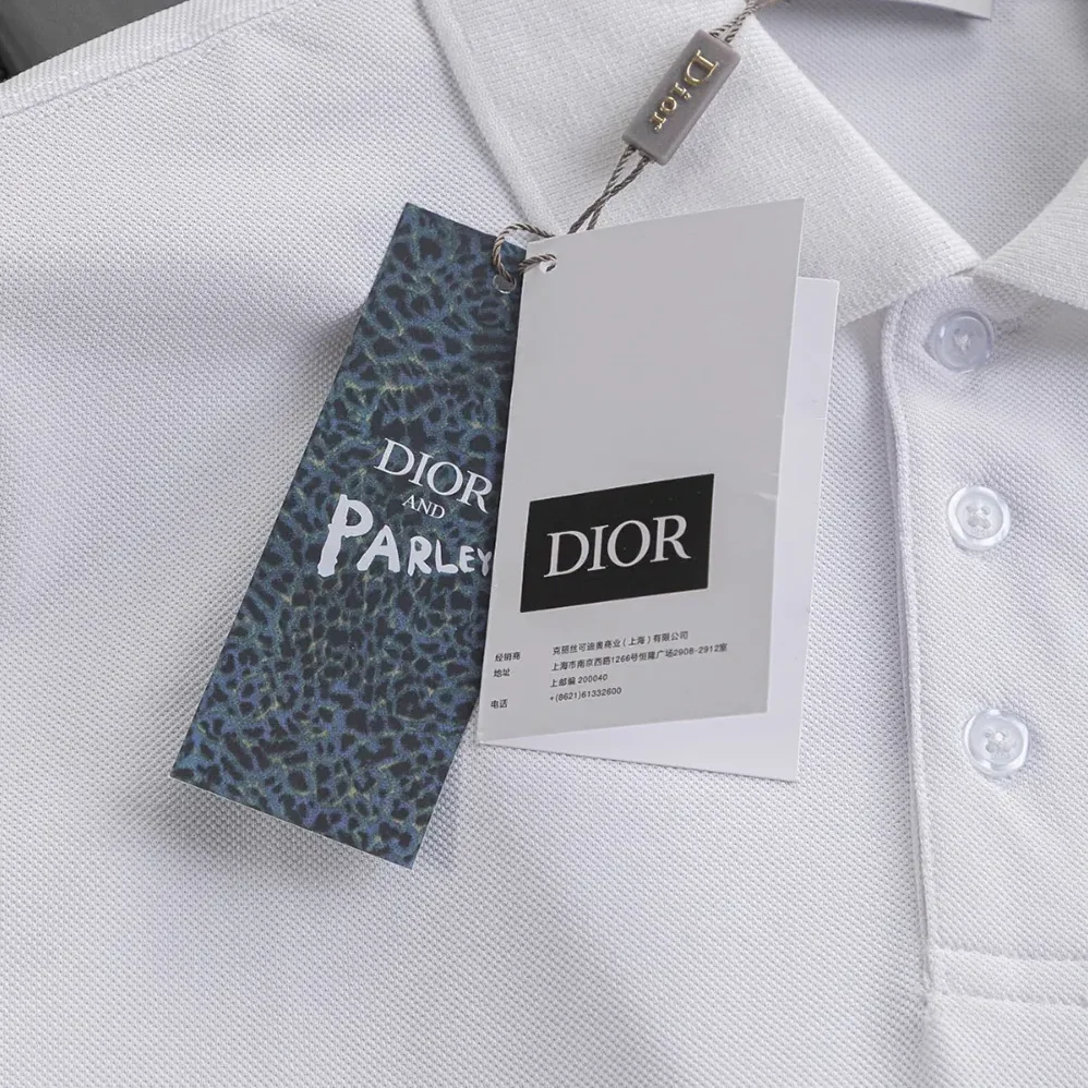 Dior CD Icon Polo Shirt White Cotton Piqué for Men