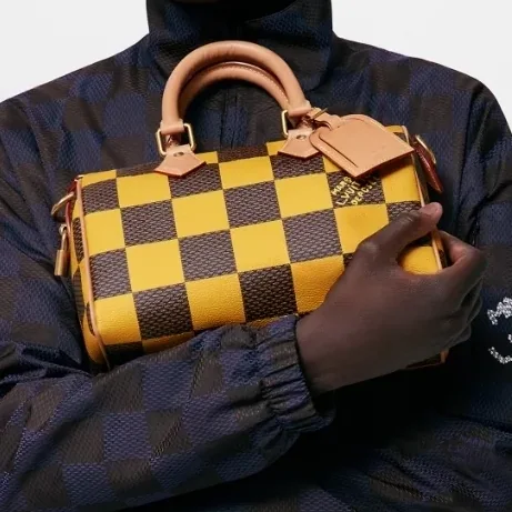 Louis Vuitton Speedy 25 Bandouliere Top Handle Bag / Damier Pop Yellow Gold Hardware