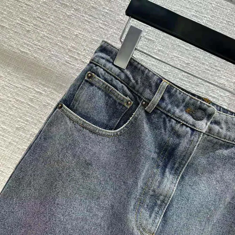 Prada Denim Maxi for Women in skirt with Triangle Logo Prada Denim Maxi for Women in skirt with Triangle Logo